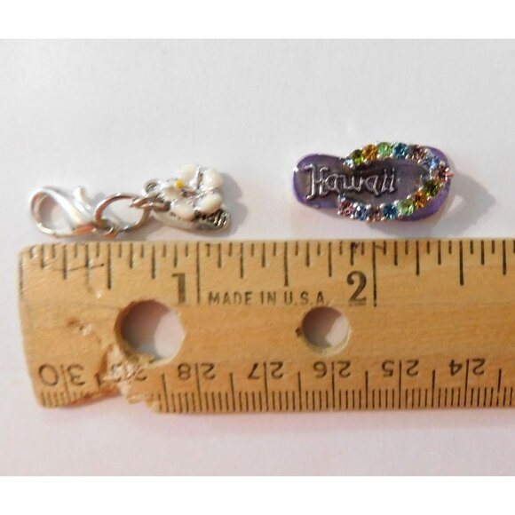 Hawaii Flip Flop Flower Rhinestone Charms Aloha Pendant For Bracelets Keychains - Picture 10 of 10